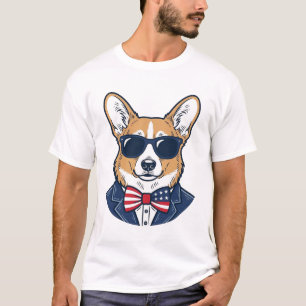 T-shirt Lunettes de soleil Corgi patriotiques Art vectorie