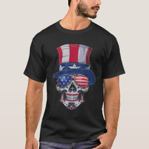 T-shirt Lunettes de soleil crâne de sucre USA Flag Memoria