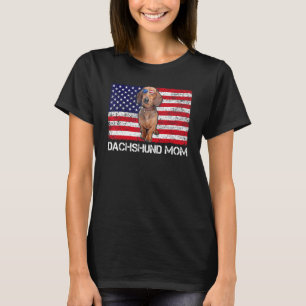 T-shirt Lunettes de soleil Dachshund Maman Drapeau América