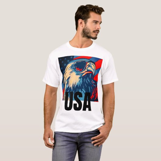 T-shirt Lunettes de soleil d'aigle patriotique (Devant entier)