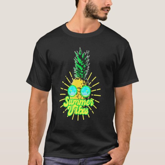 T-shirt Lunettes de soleil d'ananas Plages Vibes d'été haw (Devant)