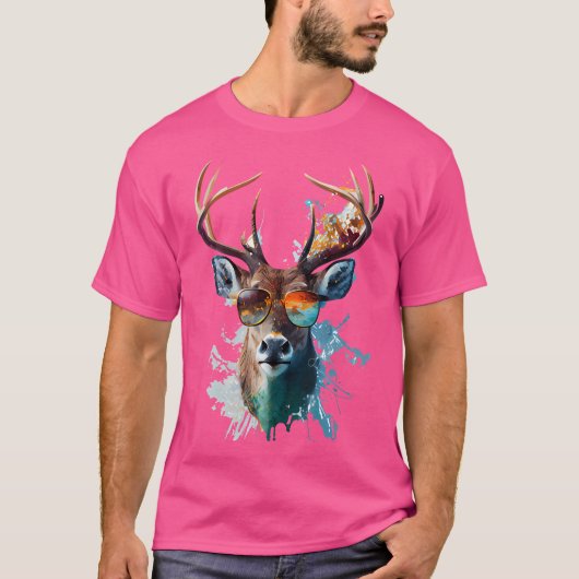 T-shirt Lunettes de soleil de cerf Chasse Chasseur Nature (Devant)
