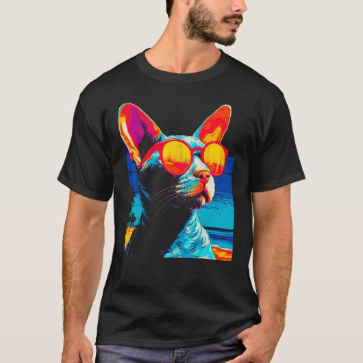 T-shirt Lunettes de soleil de chat Devon Rex (Devant)