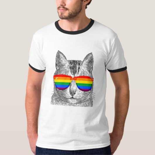 T-shirt Lunettes de soleil de fierté de chat (Devant)