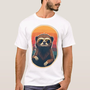 T-shirt Lunettes de soleil de paresseux vintage Art vector