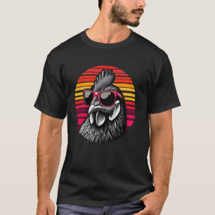 T-shirt Lunettes de soleil de poulet à l'aube Style Rétro