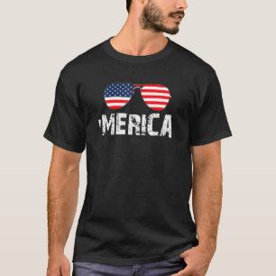 T-shirt Lunettes de soleil drapeau américain Merica garçon
