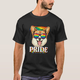 T-shirt Lunettes de soleil drapeau arc-en-ciel Lgbt Corgi