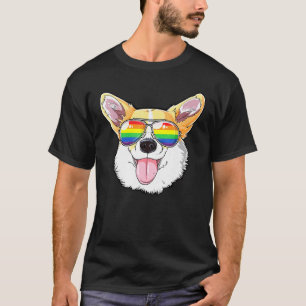 T-shirt Lunettes de soleil Drapeau de la fierté gay Corgi