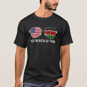 T-shirt Lunettes de soleil Drapeau kenyan américain Patrio