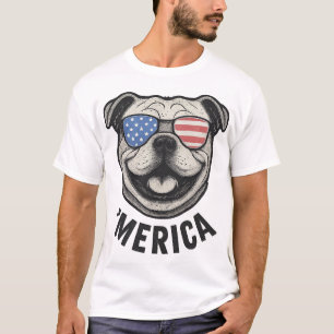 T-shirt Lunettes de soleil drapeau USA 'MERICA Bulldog pat