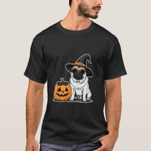 T-shirt Lunettes de soleil drôles de chien de pug d'Hallow