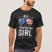 T-shirt Lunettes de soleil Filles Drapeau Américain 4 juil (Devant)