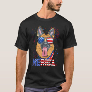T-shirt Lunettes de soleil German Shepherd Merica 4 juille