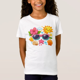 T-Shirt Lunettes de soleil graphiques pour enfants en blan