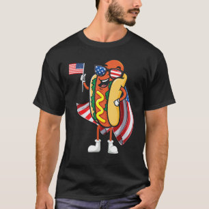 T-shirt Lunettes de soleil Hot Dog Day Drapeau Américain U