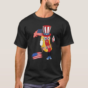 T-shirt Lunettes de soleil Hotdog Drapeau américain 4 juil