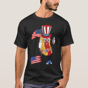 T-shirt Lunettes de soleil Hotdog Drapeau américain 4 juil