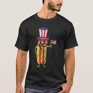 T-shirt Lunettes de soleil Hotdog Drapeau américain 4 juil