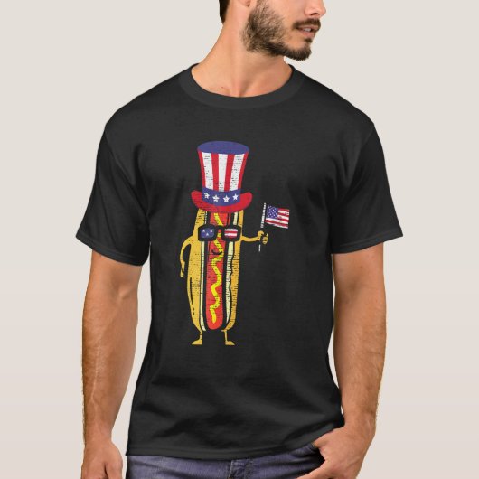 T-shirt Lunettes de soleil Hotdog Drapeau Américain Usa 4  (Devant)