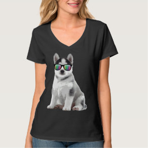 T-shirt Lunettes de soleil Husky Chiens Animaux