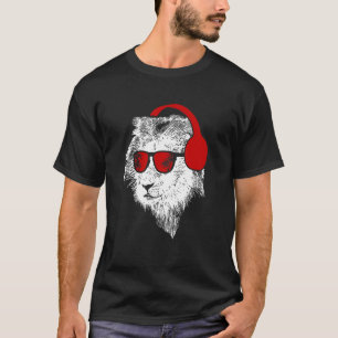 T-shirt Lunettes de soleil Lion casque party musique fans