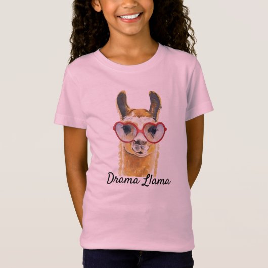 T-Shirt Lunettes de soleil Meme de coeur de lama de drame (Devant)