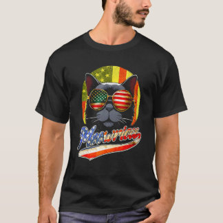 T-shirt Lunettes de soleil Meowrica Chat Noir Drapeau USA 