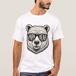T-shirt Lunettes de soleil Papa Ours Ours Tête Vector Desi