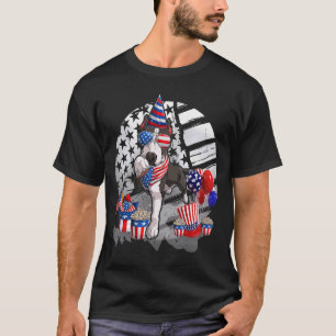T-shirt Lunettes de soleil Pitbull noir Drapeau américain 