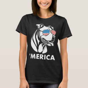 T-shirt Lunettes de soleil Pitbull souriant 4 juillet Meri