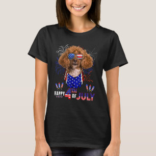 T-shirt Lunettes de soleil pour caniche drapeau américain