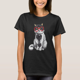 T-shirt Lunettes de soleil pour chat Cœur Mignon chaton