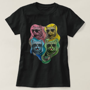 T-shirt Lunettes de soleil pour chat en pop art vitrail