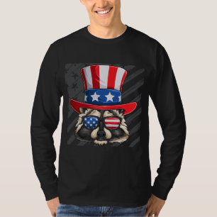 T-shirt Lunettes de soleil Raccoon USA American Flag Patri