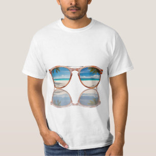 T-shirt Lunettes de soleil reflétant une scène de plage ce