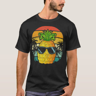 T-shirt Lunettes de soleil Retro Cool ananas Funny Tropica
