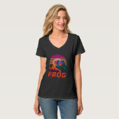 T-shirt Lunettes de soleil Retro cool Frog (Devant entier)