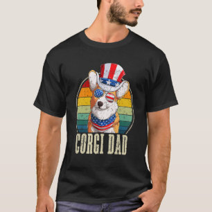 T-shirt Lunettes de soleil rétro Corgi Papa 14 juillet Fêt