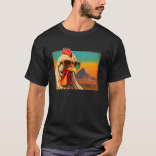 T-shirt Lunettes de soleil rétro poulet vintage cool coq t