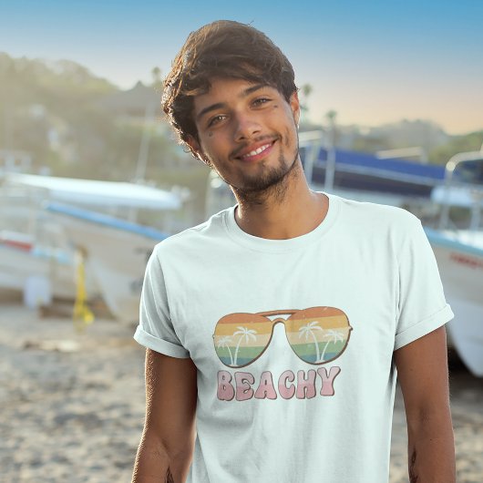 T-shirt Lunettes de soleil Retro Rainbow Beachy avec palmi