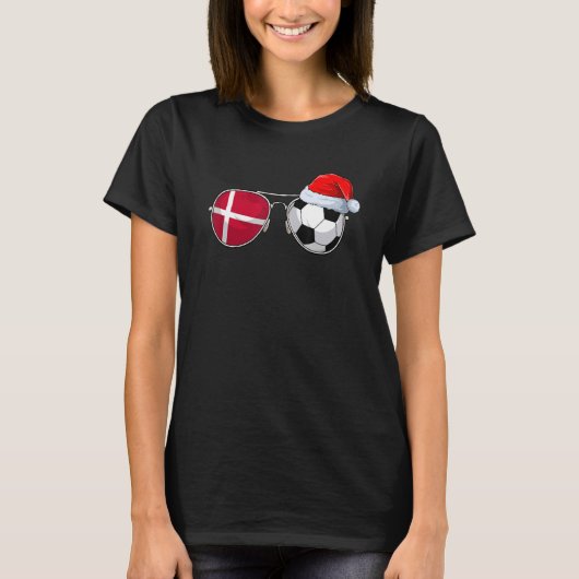 T-shirt Lunettes de soleil Santa Hat Danemark Football Tea (Devant)