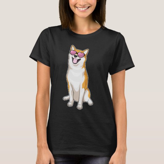 T-shirt Lunettes de soleil Shiba Inu (Devant)