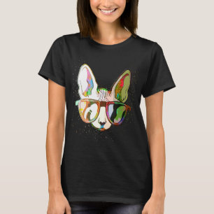 T-shirt Lunettes de soleil Sphynx Chat de peinture colorée