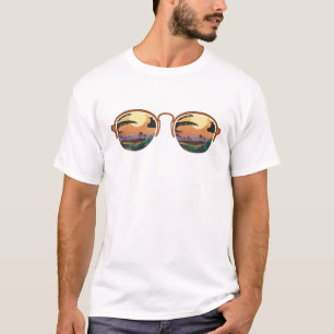 T-shirt Lunettes de soleil tropicales cool Coucher de sole
