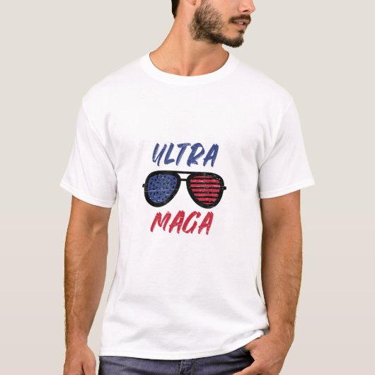 T-shirt Lunettes de soleil Ultra Maga Drapeau Biden US Dra (Devant)