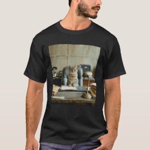 T-shirt Lunettes de soleil vintage 70s Chat de bureau au b