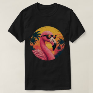 T-shirt Lunettes de soleil vintage rétro flamant rose couc