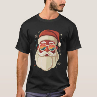 T-shirt Lunettes de soleil visage de Père Noël rétro drôle