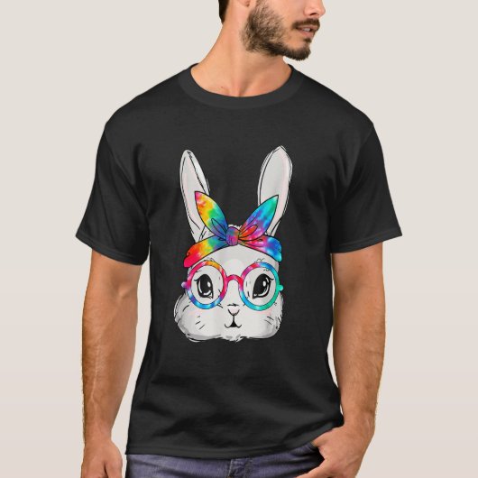 T-shirt Lunettes de soleil visage lapin Tie Dye Lunettes d (Devant)